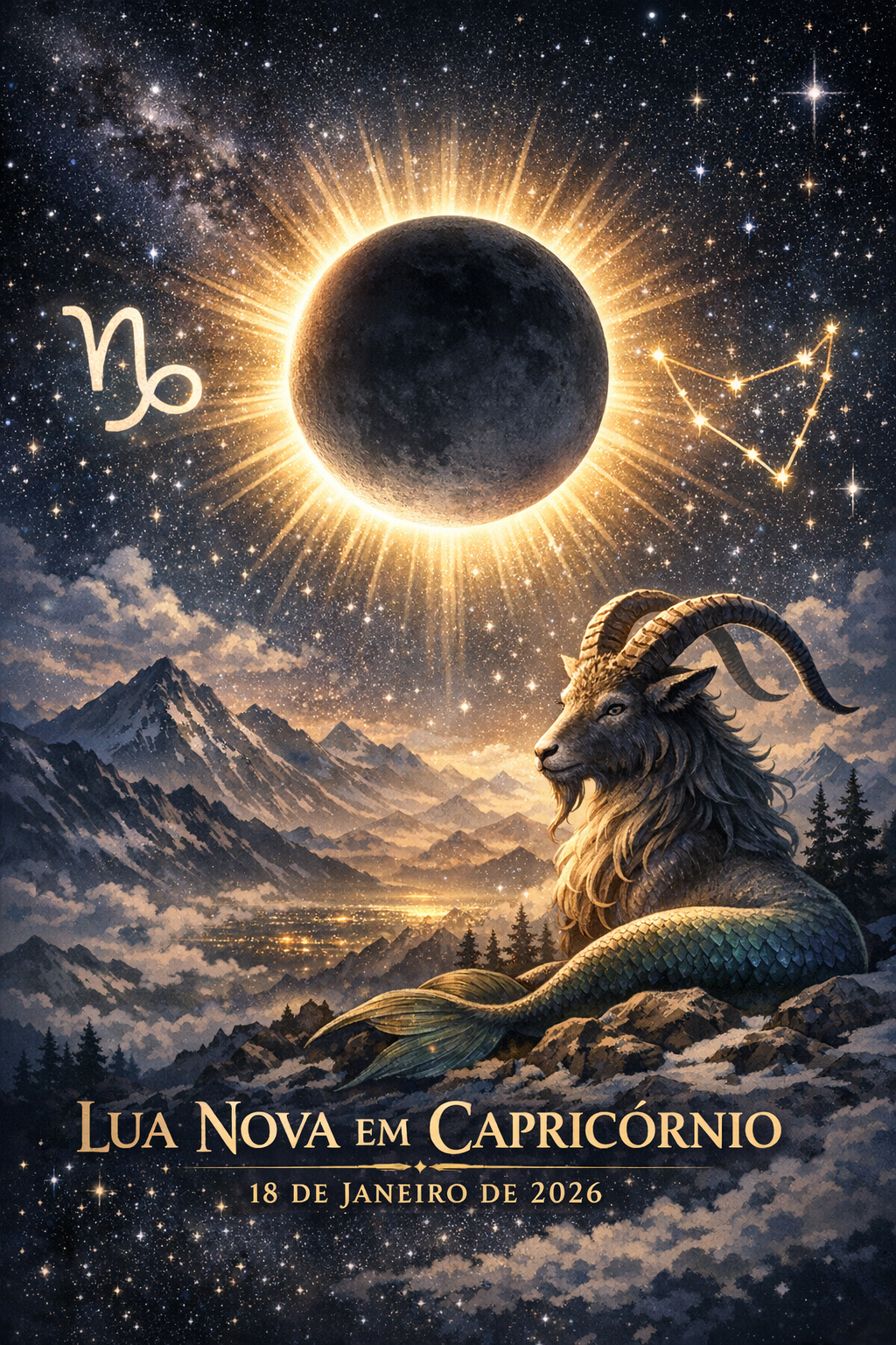 Lua Nova Capricórnio - 18 de Janeiro 2026
